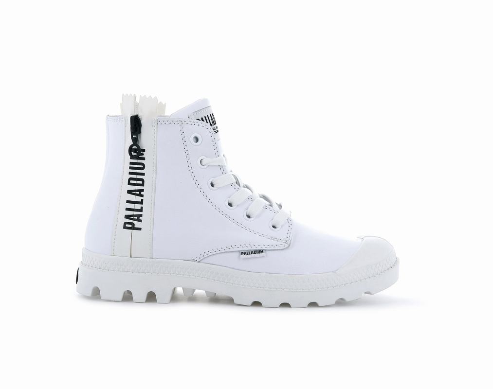 Botas Palladium Pampa Ubn Zips Leather Mujer - Blancas ||ZFVM-38569||